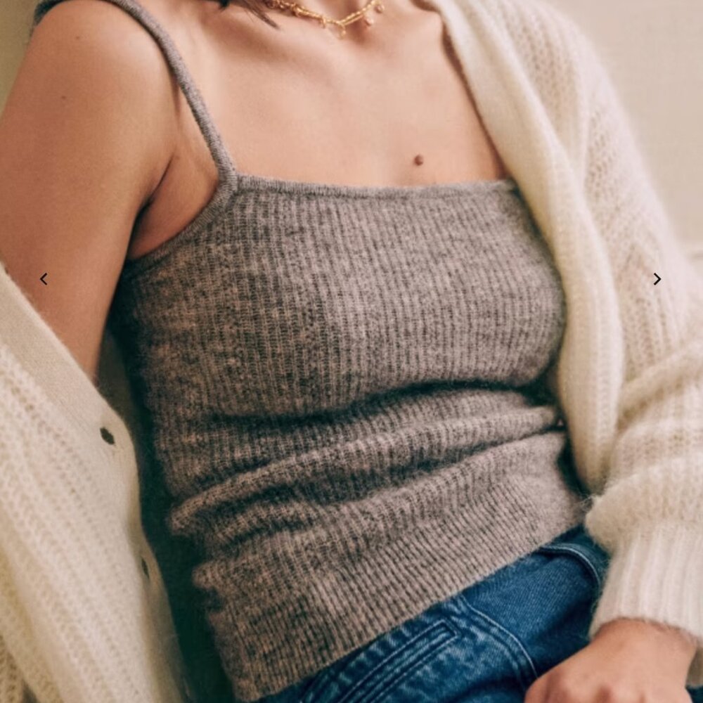 Sezane CLÉOPATRE TOP- Mottled Grey cami - Picture 4 of 8